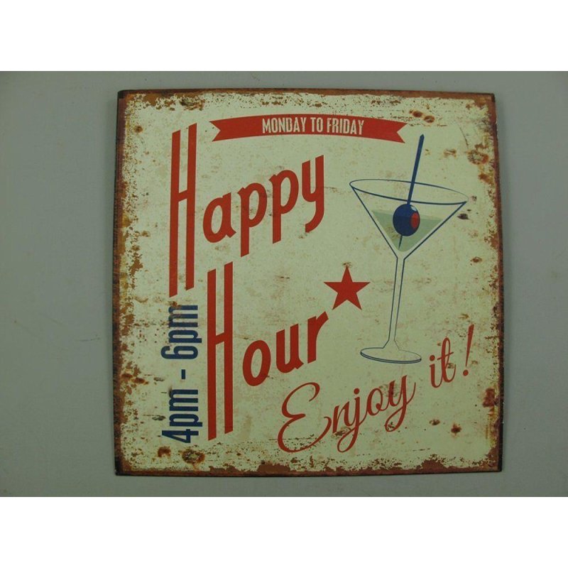 Blechschild, Reklameschild, Happy Hour Enjoy it, Kneipen Wandschild 30x30 cm