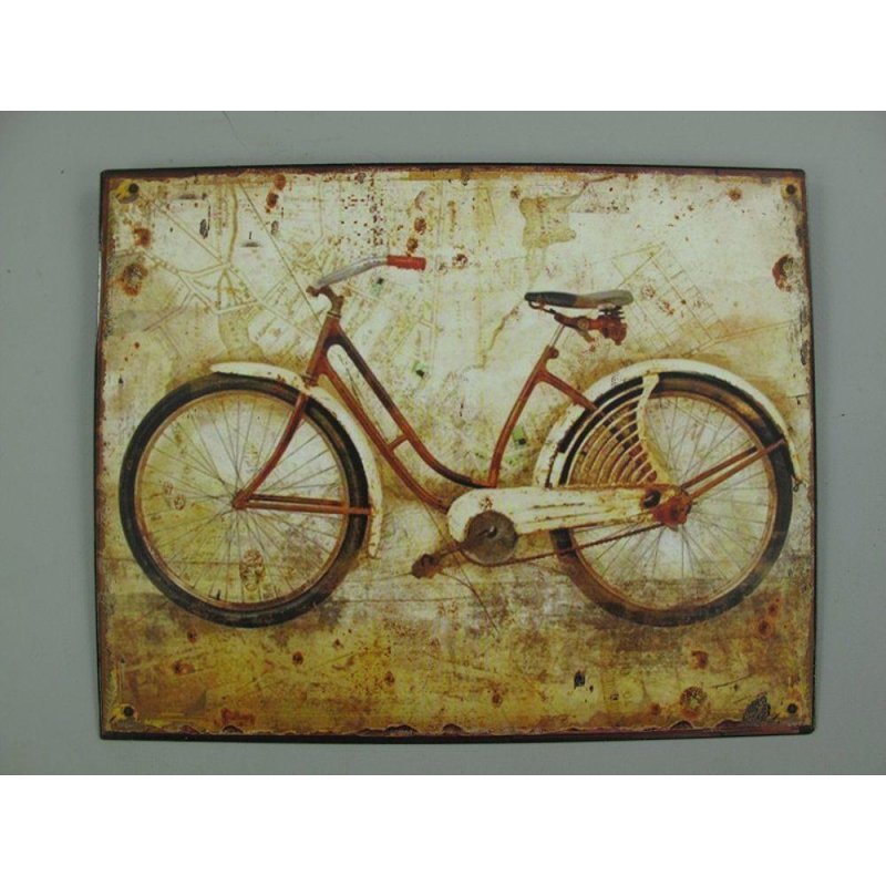 Gastro Wandschild 35x13 cm Cafe mit Fahrrad Blechschild Reklameschild 