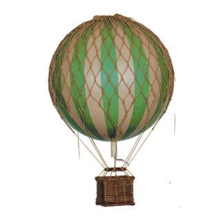 Modell Ballon Grün-Weiß, Kleiner Historischer Gasballon mit Gondel 8 cm