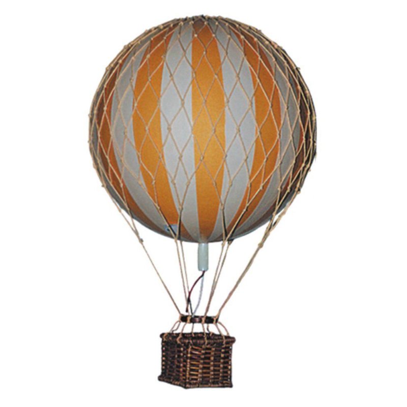 Modell Ballon Gelb-Weiß, Kleiner Historischer Gasballon mit Gondel 8 cm