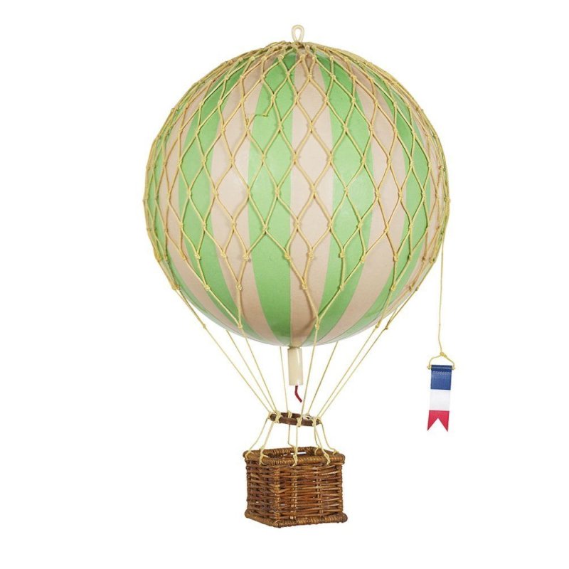Historischer Gasballon Grün-Weiß, Modell Ballon mit Gondel 18 cm