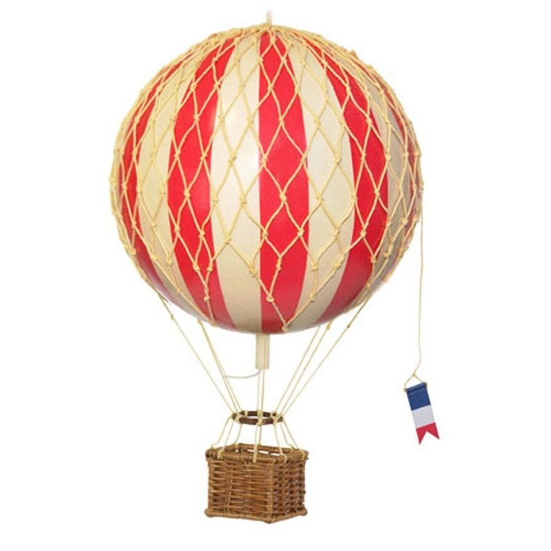 Historischer Gasballon Rot-Weiß, Modell Ballon mit Gondel 18 cm