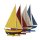 Seegelboote, Sonnensegler im 4er Set, vier kleine farbige Modell Segelboote