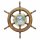Marine Wanduhr, Große Bullaugen Uhr im Steuerrad aus Messing und Holz 60 cm