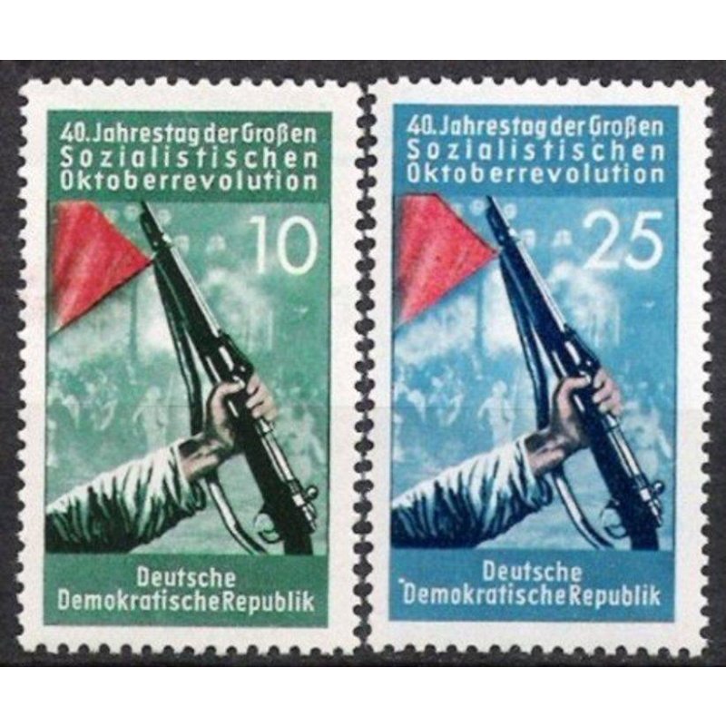 DDR Nr.601/02 ** Oktoberrevolution 1957, postfrisch